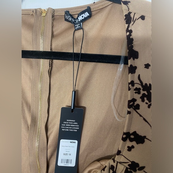 Fashion Nova Daisy Mesh Mini Dress - Mocha 1X NWT - Picture 5 of 6
